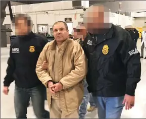  ?? FILE IMAGE PROVIDED BY THE ATTORNEY GENERAL OF THE REPUBLIC OF MEXICO ?? Drug lord Joaquin Guzman Loera, alias “El Chapo” is extradited to the United States on Jan. 19, 2017, and flown from a jail in Ciudad Juarez, Mexico, to Long Island MacArthur Airport in Islip, N.Y. He was found guilty by an anonymous jury in a unanimous verdict.