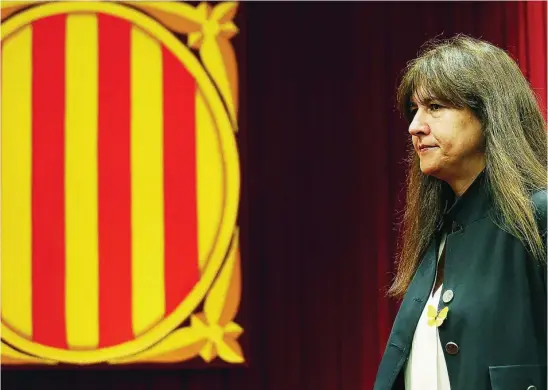  ?? EFE ?? La presidenta del Parlament, Laura Borràs, a su llegada al pleno ayer a primera hora