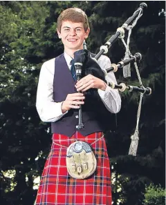  ?? Picture: Steve MacDougall. ?? Ross MacCallum’s son James, 17, of Barry is a keen pipe band member and player.
