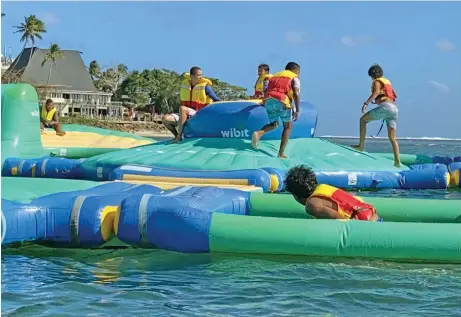  ??  ?? Shangri-La’s Fijian Resort and Spa has the largest inflatable water park in the country.