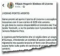  ??  ?? Il post di Filippo Nogarin poi rimosso dopo appena qualche minuto