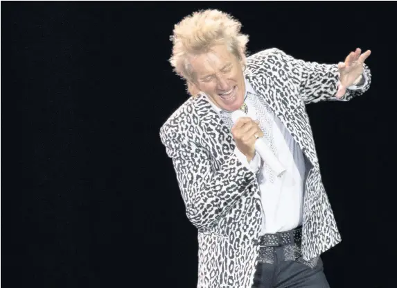  ?? MATTHEW HORWOOD ?? Sir Rod Stewart on stage last night at the Cardiff City Stadium