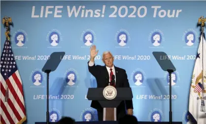  ?? Photograph: Douglas R Clifford/AP ?? Vice-President Mike Pence speaks at Starkey Road Baptist church in Tampa Bay, Florida, on Wednesday as part of his ‘Faith in America’ tour.