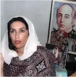  ?? AFP ?? Benazir Bhutto in front of a poster of her father, Zulfikar Ali Bhutto, in 1988