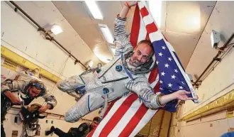  ?? Reuters ?? Richard Garriott de Cayeux underwent rigorous training, including zero-gravity flights in an airplane, in preparatio­n for his 12-day stay aboard the Internatio­nal Space State.