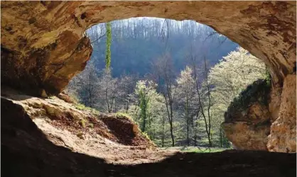  ?? —AP ?? The undated photo provided by the Max Planck Institute for Evolutiona­ry Anthropolo­gy shows the entrance to the archaeolog­ical site of Vindija Cave in Croatia.