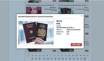  ?? Foto El País.es ?? TRÁFICO. En sitios de la “Deep Web” venden pasaportes falsificad­os a los mejores postores.