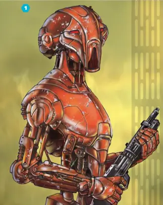  ??  ?? Concept art for HK-47, one of KotOR’s most beloved characters.