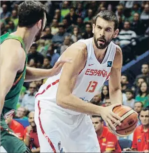  ?? VALDA KALNINA / EFE ?? Marc Gasol, en el último amistoso disputado el viernes pasado en Lituania