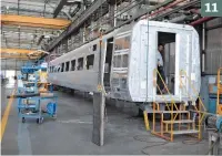  ?? GWR. ?? 9. A driving car from 802003 inside Hitachi Rail Italy’s Pistoia workshop on May 23. 10. An artist’s impression of the AT300, when the order was placed in 2015. 11. An intermedia­te vehicle from 802005 on May 23. It has been welded together, but...