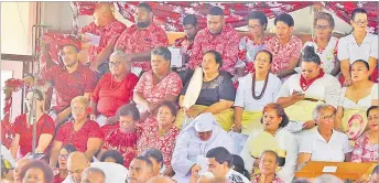  ?? Picture: JONA KONATACI ?? The choir group during the ordination service at Holy Trinity Cathedral in Suva on Saturday.