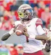  ?? LANCE KING/GETTY ?? Florida State named James Blackman (1) as the Seminoles’ starting quarterbac­k following an extended preseason competitio­n with two transfers.