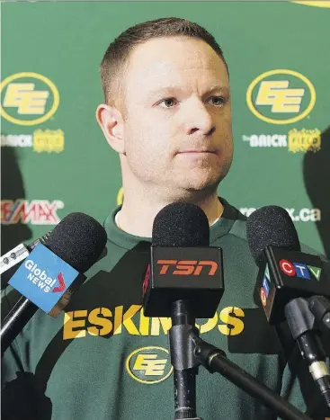  ?? GREG SOUTHAM ?? The Edmonton Eskimos have announced that head coach Jason Maas, left, and general manager Brock Sunderland, right, are being retained through the 2020 season. Maas guided the Eskimos to a 12-6 regular-season mark in 2017 and a berth in the West final,...