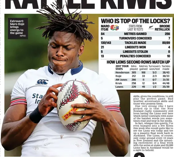  ?? INPHO ?? Extrovert: Maro Itoje brings energy to the game