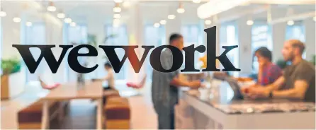  ?? DAVID DEE DELGADO BLOOMBERG FILE PHOTO ?? From 2016 to 2018, We Co., formerly known as WeWork Cos., more than quadrupled its revenue to $1.82 billion (U.S.). But its losses had mounted to $1.61 billion.