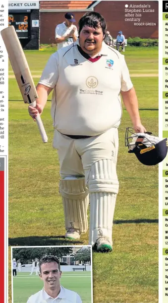  ??  ?? Ainsdale’s Stephen Lucas after his century