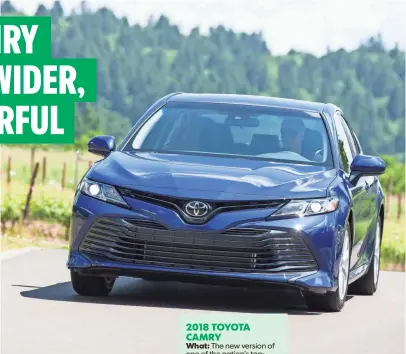  ?? DAVID DEWHURST PHOTOGRAPH­Y ?? The redesigned 2018 Camry comes with a bold black grille.