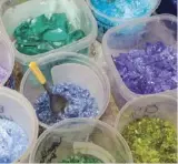  ??  ?? Many colours of glass are available from suppliers