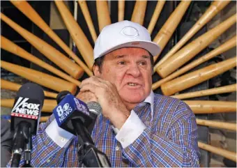  ?? AP FILE PHOTO/MARK J. TERRILL ?? Pete Rose is MLB’s all-time leader in hits, but he is not in the National Baseball Hall of Fame and remains banned from the sport. Rob Manfred, MLB’s current commission­er, said in a recent interview with ESPN that he’s open to hearing another appeal from Rose.