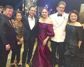  ??  ?? From left: Freddie M. Garcia, Mother Lily Monteverde, ABS-CBN chairman emeritus Gabby Lopez, chief content officer Charo Santos-Concio, Star Magic head Johnny Manahan and Malou Santos