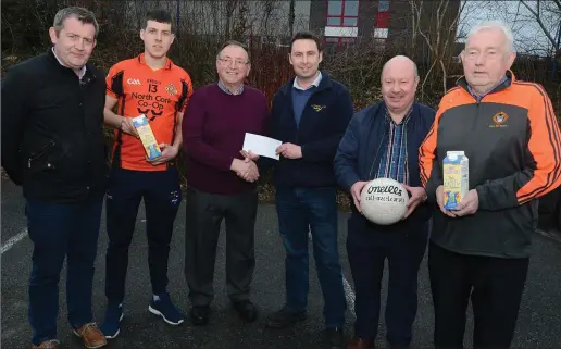  ??  ?? Pictured ahead of Duhallow’s opening round assignment in the Co. SFC were Padraig Kearns, Manager; Anthony O’Connor, captain; Dan Dennehy, Treasurer; Rory O’Callaghan, North Cork Co-Op; Tony McAulliffe, Secretary, Duhallow Junior Board and Seán...