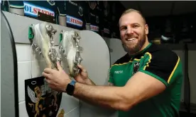  ??  ?? James Haskell hangs up his boots at Northampto­n. He was capped 77 times for England during an illustriou­s career. Photograph: David Rogers/Getty Images