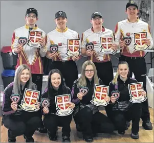  ?? SUBMITTED/TWITTER ?? Members of the teams representi­ng Newfoundla­nd and Labrador at the 2018 national junior curling championsh­ips show off the patches they’ll be wearing at the event, which begins today in Shawinigan, Que. Members of the teams are (from left) front row:...