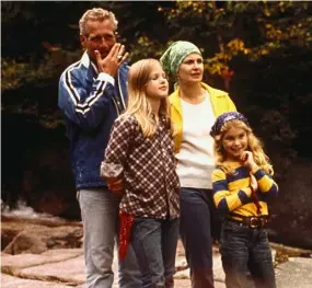  ??  ?? Hollywood icon Paul Newman and wife, Joanne Woodward, pictured in 1974 with their daughters Melissa, 13, and Clea, 9