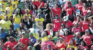  ?? /WERNER HILLS ?? Thousands of people attending the May Day rally in Port Elizabeth yesterday. President Cyril Ramaphosa addressed the crowd.