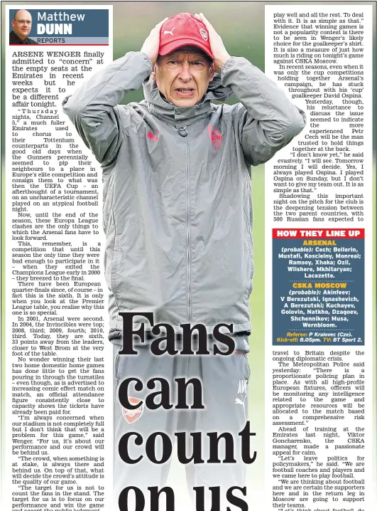  ?? Picture: JOHN SIBLEY ?? IF THE CAP FITS: Wenger at training yesterday