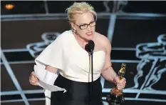  ??  ?? Gender inequality in Hollywood has received more media attention recently, but Patricia Arquette mentioned it in her 2015 Oscar acceptance speech for best supporting actress for her role in Boyhood.