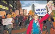  ?? AFP ?? Thousands of people held protest marches against Donald Trump on issues such as immigratio­n, climate change and the environmen­t in cities around the country on President’s Day, rechristen­ing the federal holiday as “Not My President’s Day”.