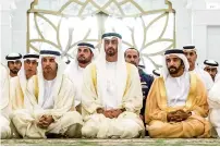  ??  ?? OFFERING PRAYERS: His Highness Sheikh Mohamed bin Zayed Al Nahyan, Crown Prince of Abu Dhabi and Deputy Supreme Commander of the UAE Armed Forces, offers Eid prayers at the Sheikh Zayed Grand Mosque