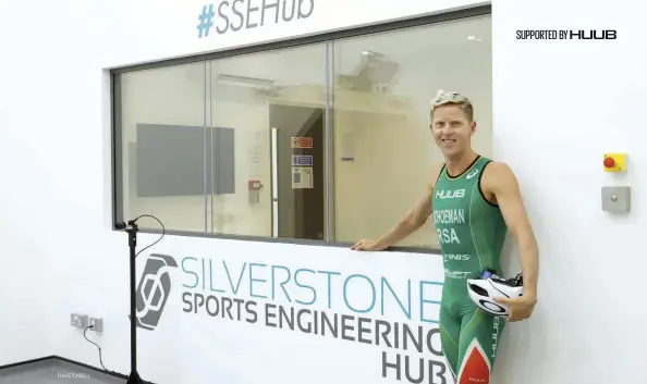  ?? DAVE TYRELL ?? Pro Henri Schoeman at the Silverston­e wind tunnel, where he tested Huub kit and honed his riding position in a bid to find those marginal gains required to stay at the sharp end of ITU racing