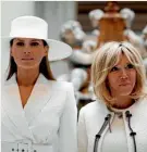  ??  ?? Melania Trump, left, is ‘‘really fun’’, says Brigitte Macron, right.