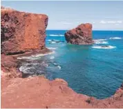  ?? Photo courtesy of iStock ?? Sweetheart Rock on the rugged Lanai coast.