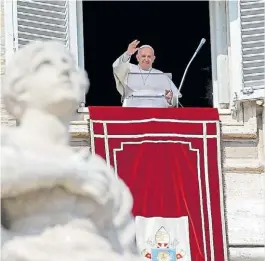  ?? AFP ?? Angelus. El Papa, ayer, en su mensaje dominical en San Pedro.