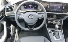  ??  ?? The 2019 Jetta has Volkswagen’s configurab­le Digital Cockpit instrument cluster, and the base car comes with a 16.5-centimetre touch screen.
