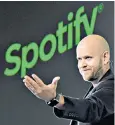  ??  ?? Radio rebel: tracks such as New Rules by Dua Lipa, above, and Ed Sheeran’s Shape of You, below, are ideal for today’s Spotify age. Spotify founder Daniel Ek, above