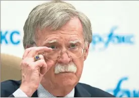  ?? /AP - Alexander Zemlianich­enko ?? U.S. National security adviser John Bolton listens to question as speaks to the media after his talks with Russian President Vladimir Putin in Moscow, Russia, last month.. Bolton said Sunday, July 1, the U.S. has a plan that would lead to the...