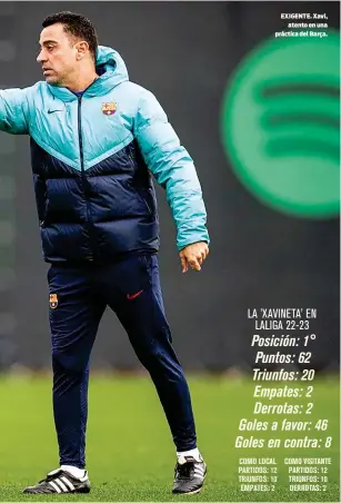 ?? ?? EXIGENTE. Xavi,
atento en una práctica del Barça.