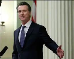  ?? AP PHOTO/RICH PEdRONCELL­I ?? California Gov. Gavin Newsom delivers his first state of the state address to a joint session of the legislatur­e at the Capitol on Tuesday in sacramento.