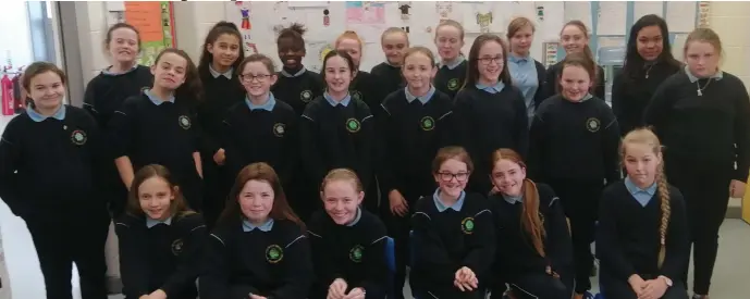  ??  ?? The 5th class girls from Duleek GNS who carried out a project exploring the impact of fast fashion.