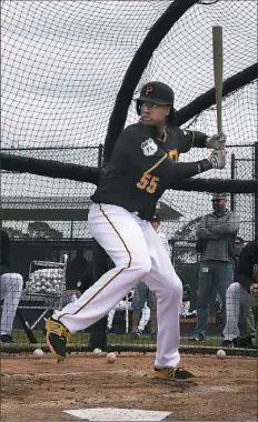  ?? Peter Diana/Post-Gazette ?? Josh Bell was in the cages Tuesday for live batting practice for the first time since having minor knee surgery Feb 1.