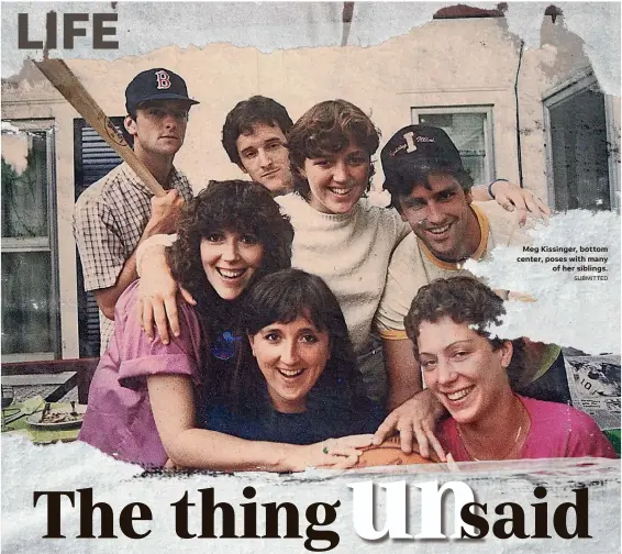  ?? PHOTO ILLUSTRATI­ON BY DANI CHERCHIO/USA TODAY NETWORK; AND GETTY IMAGES SUBMITTED ?? Meg Kissinger, bottom center, poses with many of her siblings.