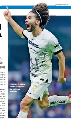  ?? ?? CERTERO. El 'Chino' celebra su segundo gol contra La Máquina.