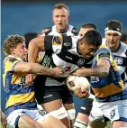  ?? GETTY IMAGES ?? Hawkes Bay’s Marino Mikaele-Tu’u tries to make ground upfield in last night’s finalagain­st Bay of Plenty in Rotorua last night.