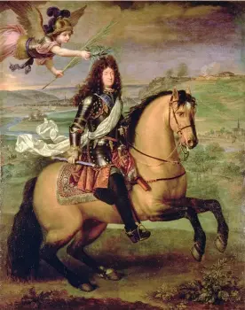  ??  ?? Louis XIV couronné par la Victoire, devant Namur, huile sur toile de Pierre Mignard (vers 1692).