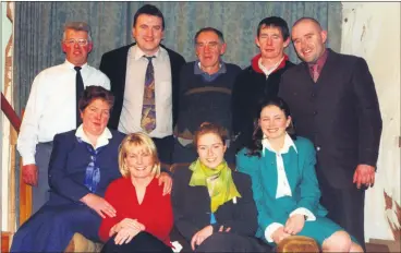  ?? ?? Cast of the Hillside Players drama group, Ardpatrick who staged ‘Cash on Delivery’ in January 2001 - l-r back, Pat Casey, Tom Murphy, Tom Moriarty, Pat McGrath and Mike Fenton; front, Eily Finn, Catherine O’Sullivan, Nora Moriarty and Yvonne Quillinan. Missing from photo was Pat Considine.