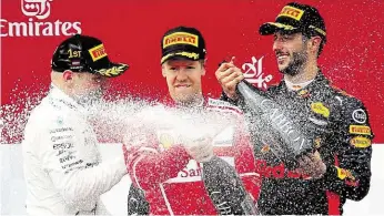  ?? Zleva: Valtteri Bottas, Sebastian Vettel a Daniel Ricciardo. FOTO ČTK/ AP ??